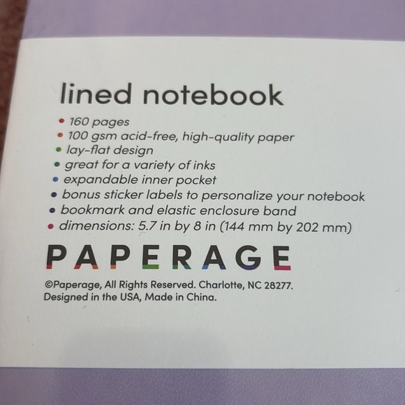 PAPERAGE NEW Lined Notebook Lavender 160 Pages - Picture 4 of 5